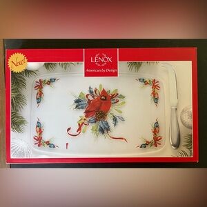 Lenox Winter Greetings Cheese Board with knife